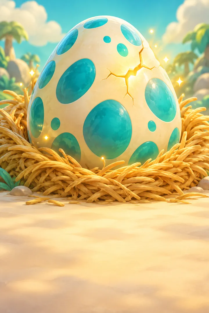 A spotted dinosaur egg about to hatch